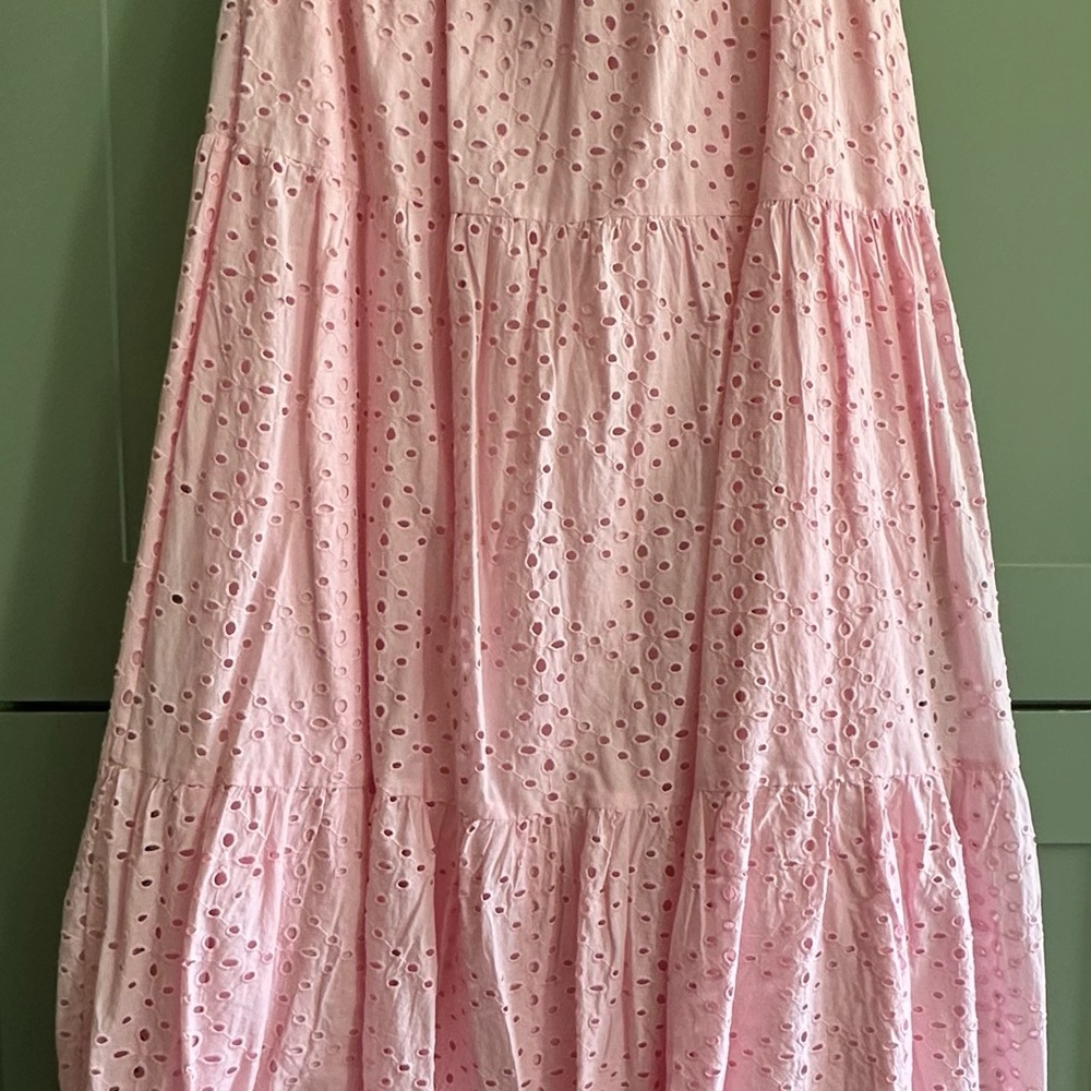 NWT Crown & Ivy Pink Eyelet Tiered Maxi Skirt large